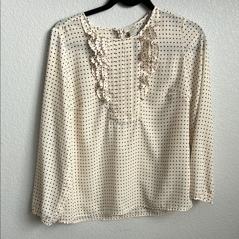 J. Crew Polka Dot Ruffle Blouse